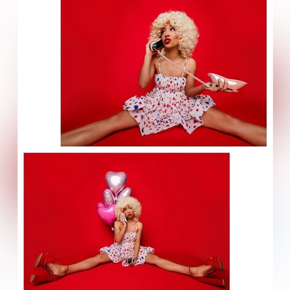 ASOS Multi Color Glitter Heart “Lace & Beads” Tulle Bodysuit Mini Dress US 4 - Picture 6 of 7